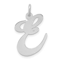 14k White Gold Large Fancy Script Letter E Initial Charm-YC655E