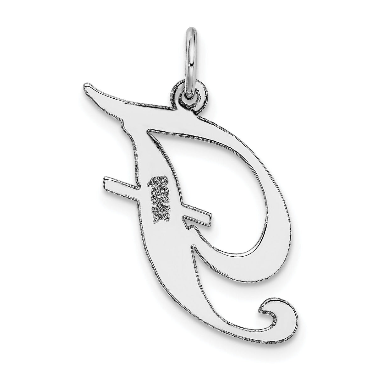 14k White Gold Large Fancy Script Letter F Initial Charm-YC655F
