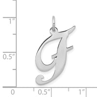 14k White Gold Large Fancy Script Letter F Initial Charm-YC655F