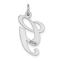 14k White Gold Large Fancy Script Letter G Initial Charm-YC655G