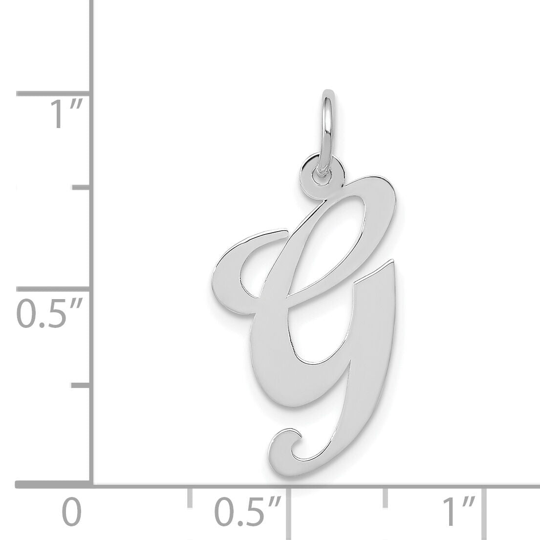 14k White Gold Large Fancy Script Letter G Initial Charm-YC655G