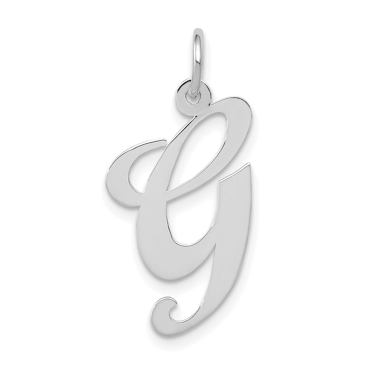 14k White Gold Large Fancy Script Letter G Initial Charm-YC655G