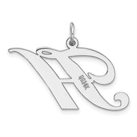 14k White Gold Large Fancy Script Letter H Initial Charm-YC655H