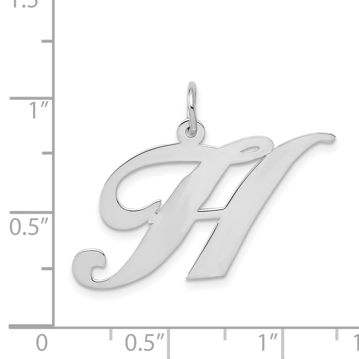 14k White Gold Large Fancy Script Letter H Initial Charm-YC655H