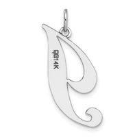 14k White Gold Large Fancy Script Letter I Initial Charm-YC655I