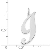14k White Gold Large Fancy Script Letter I Initial Charm-YC655I