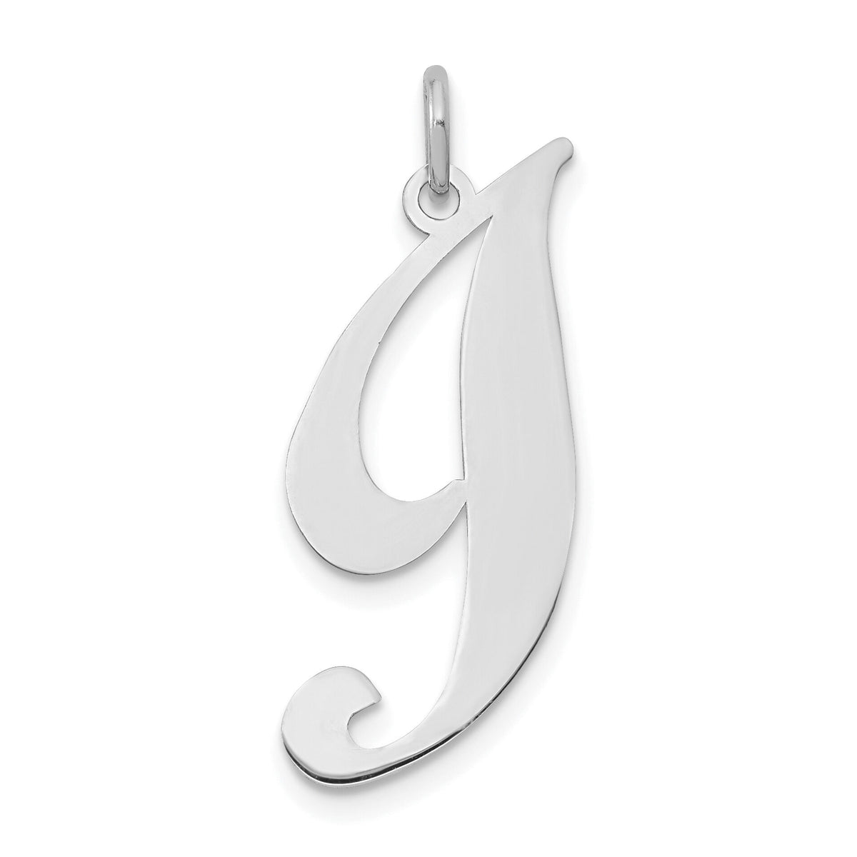 14k White Gold Large Fancy Script Letter I Initial Charm-YC655I