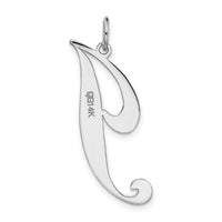 14k White Gold Large Fancy Script Letter J Initial Charm-YC655J
