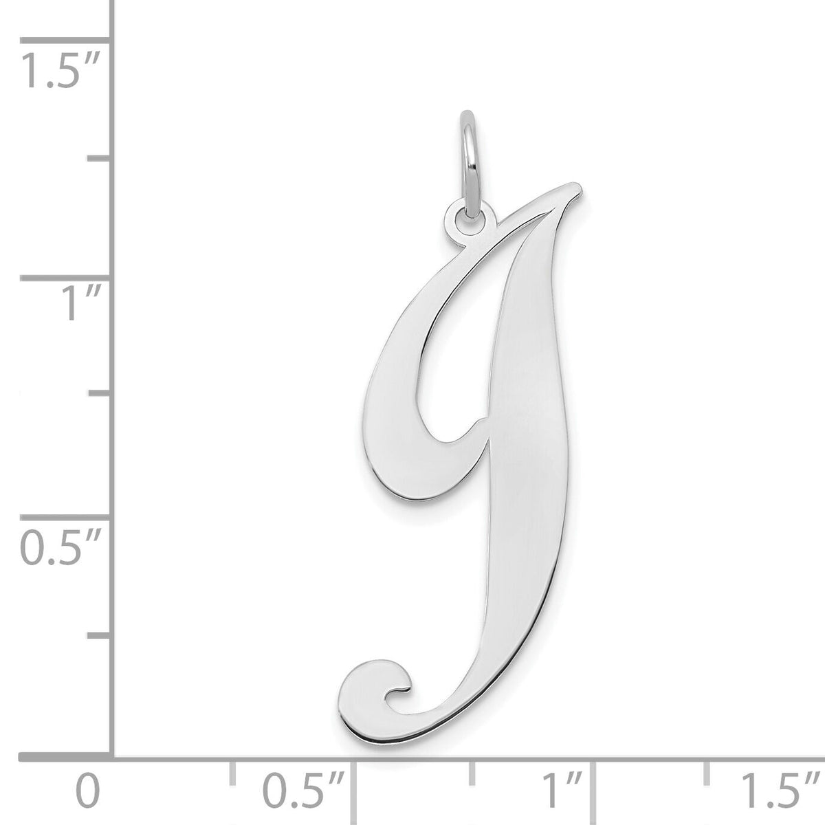 14k White Gold Large Fancy Script Letter J Initial Charm-YC655J