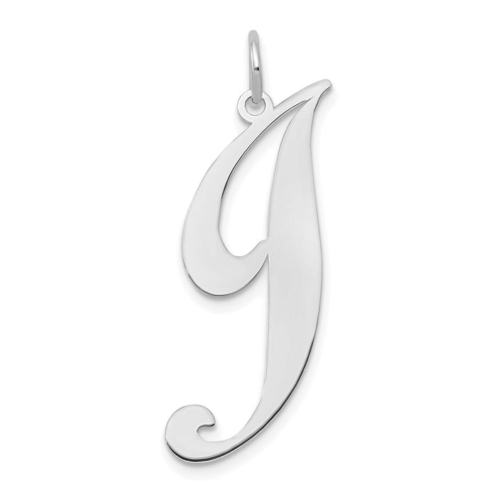 14k White Gold Large Fancy Script Letter J Initial Charm-YC655J