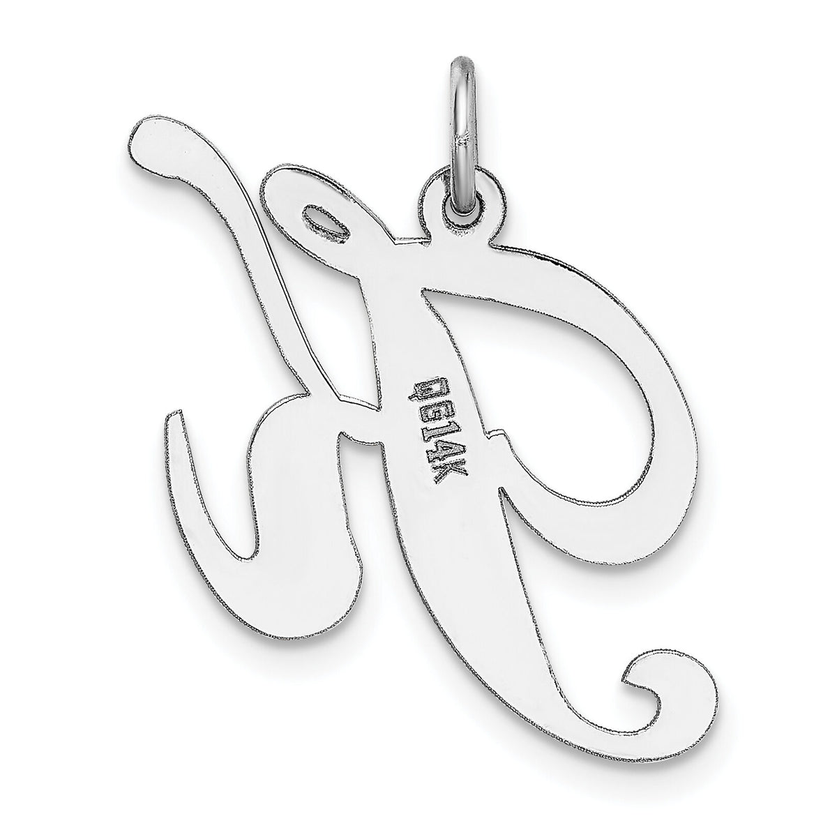 14k White Gold Large Fancy Script Letter K Initial Charm-YC655K