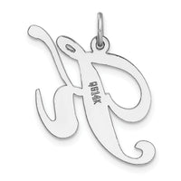 14k White Gold Large Fancy Script Letter K Initial Charm-YC655K