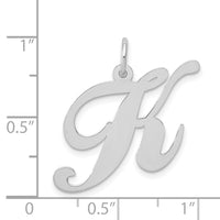 14k White Gold Large Fancy Script Letter K Initial Charm-YC655K