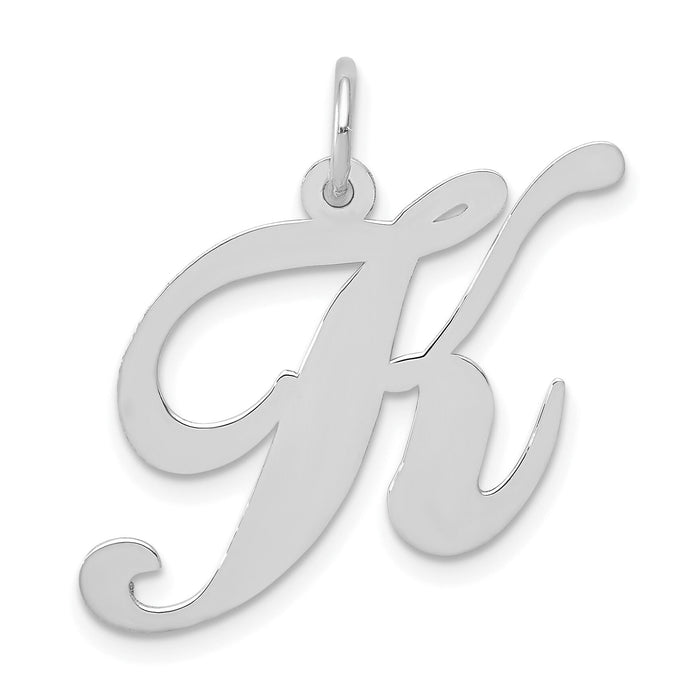 14k White Gold Large Fancy Script Letter K Initial Charm-YC655K