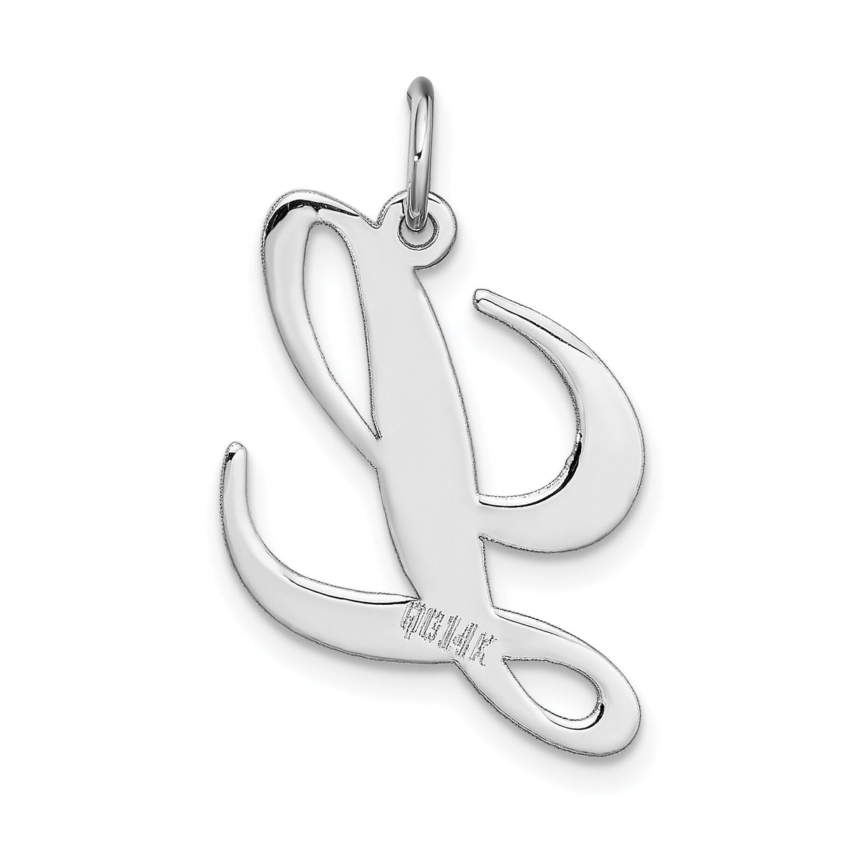 14k White Gold Large Fancy Script Letter L Initial Charm-YC655L