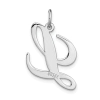 14k White Gold Large Fancy Script Letter L Initial Charm-YC655L
