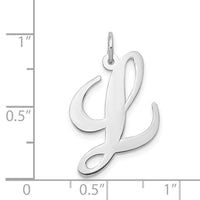 14k White Gold Large Fancy Script Letter L Initial Charm-YC655L