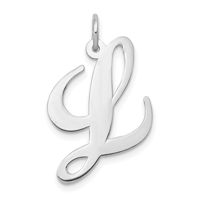 14k White Gold Large Fancy Script Letter L Initial Charm-YC655L