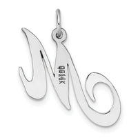 14k White Gold Large Fancy Script Letter M Initial Charm-YC655M