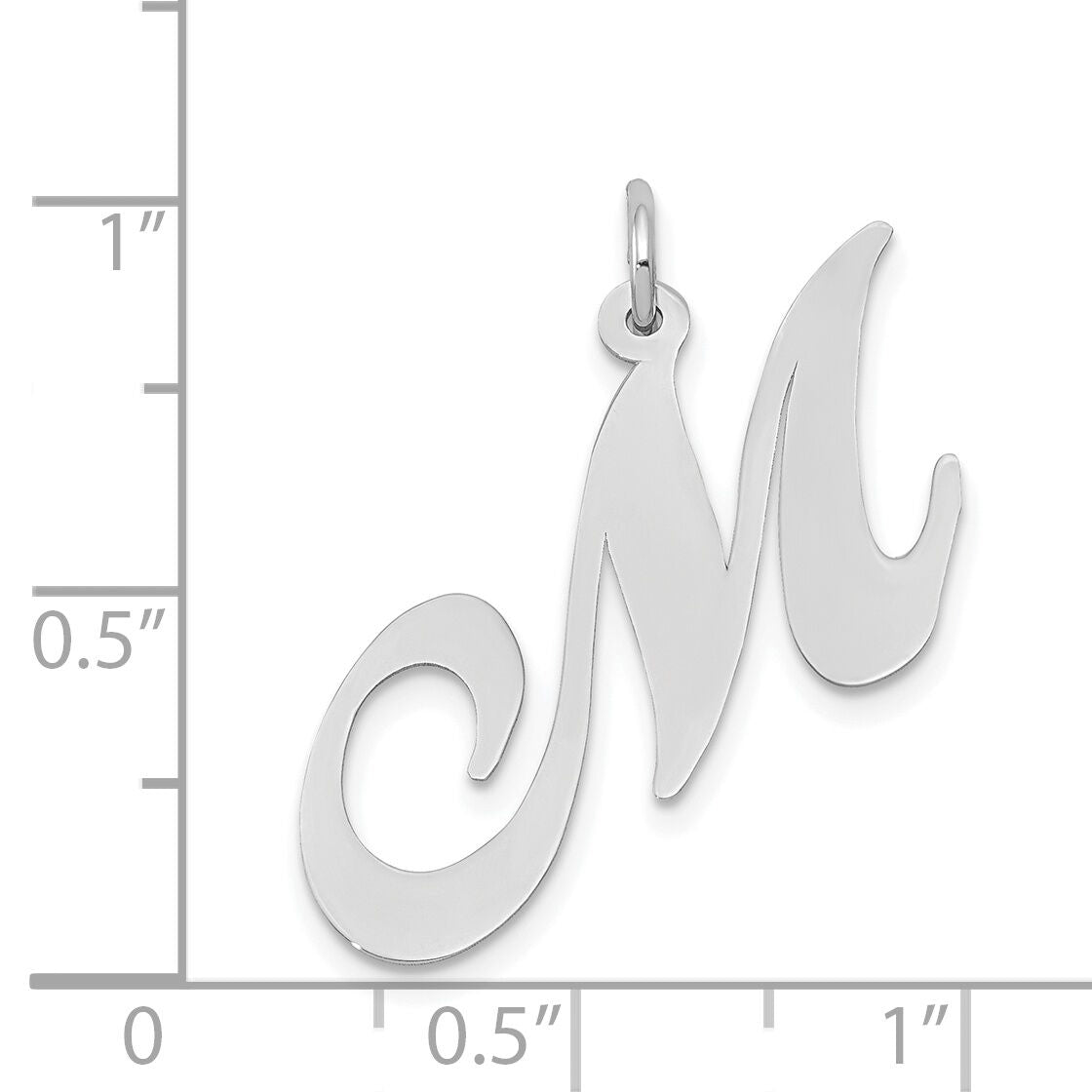 14k White Gold Large Fancy Script Letter M Initial Charm-YC655M