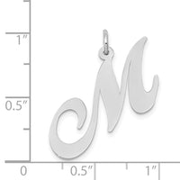 14k White Gold Large Fancy Script Letter M Initial Charm-YC655M