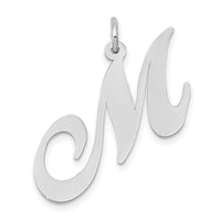 14k White Gold Large Fancy Script Letter M Initial Charm-YC655M