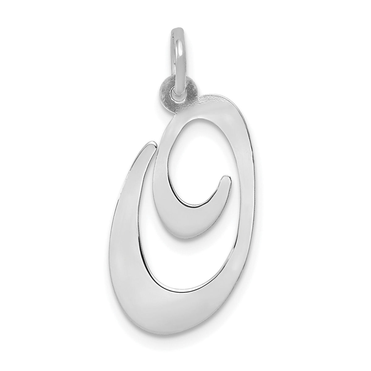 14k White Gold Large Fancy Script Letter O Initial Charm-YC655O