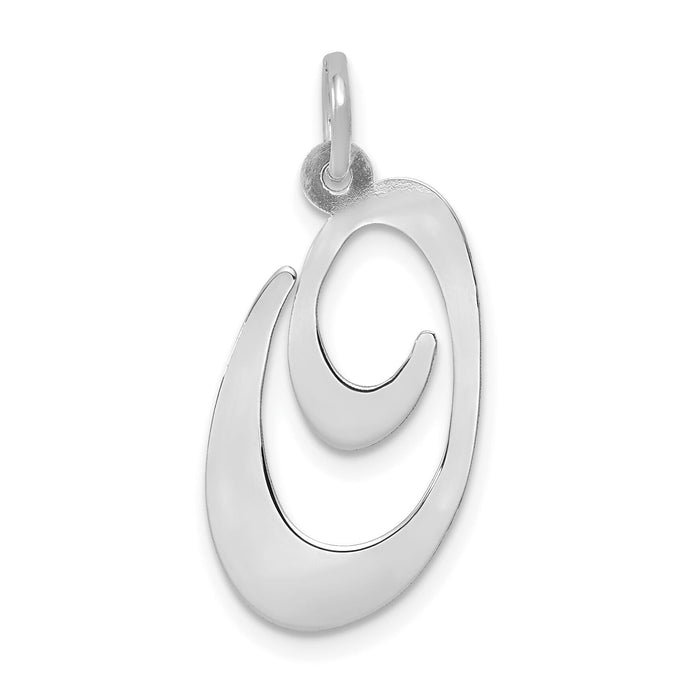 14k White Gold Large Fancy Script Letter O Initial Charm-YC655O