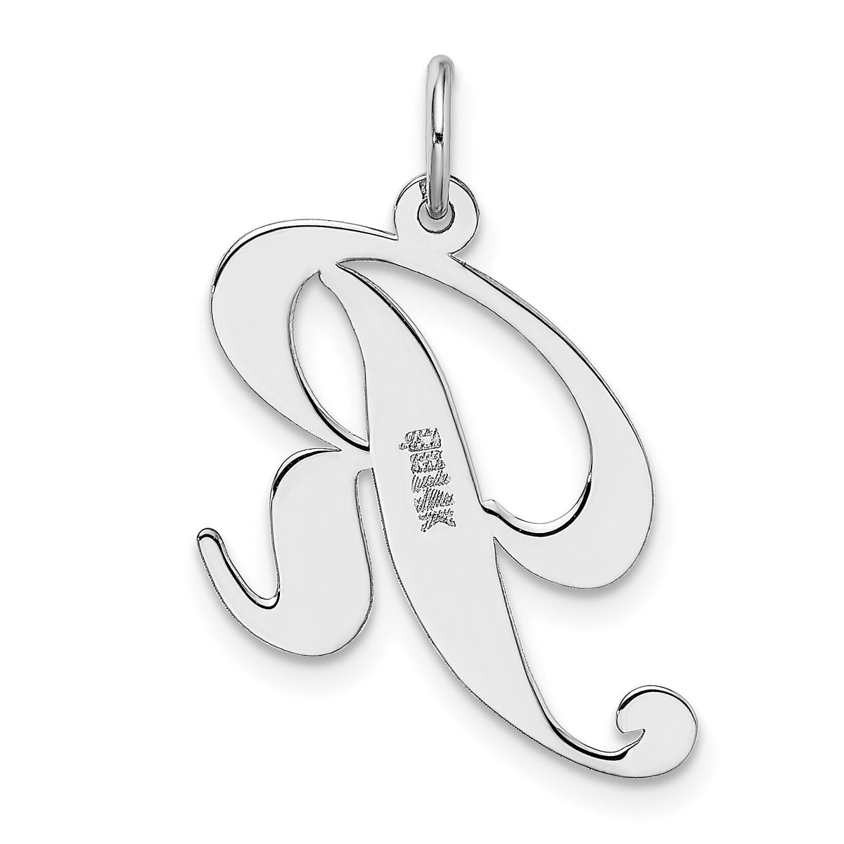 14k White Gold Large Fancy Script Letter R Initial Charm-YC655R