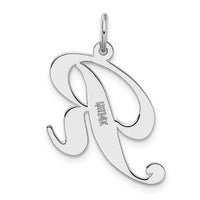14k White Gold Large Fancy Script Letter R Initial Charm-YC655R