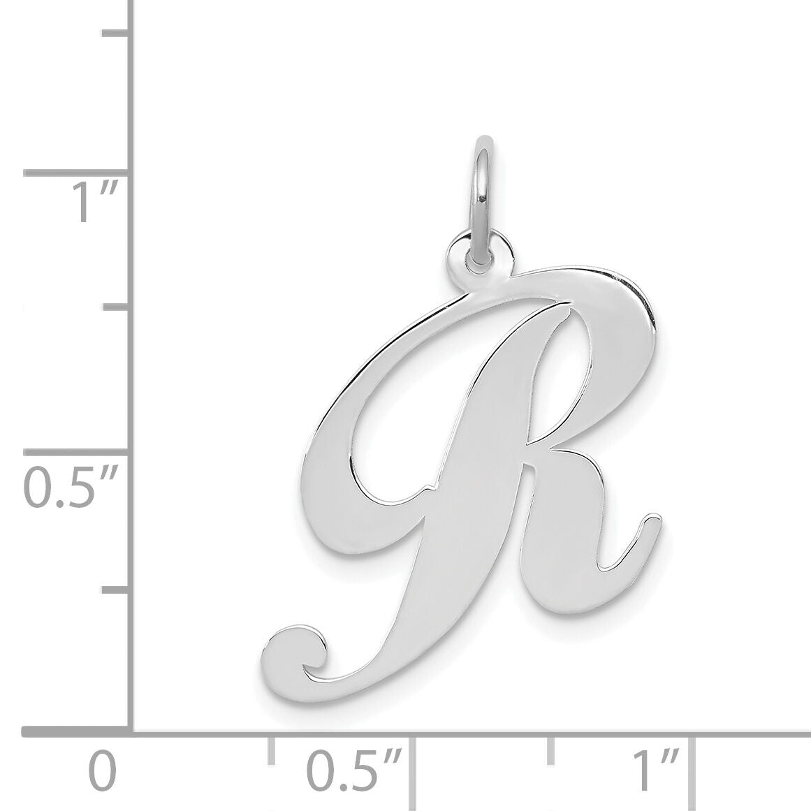 14k White Gold Large Fancy Script Letter R Initial Charm-YC655R