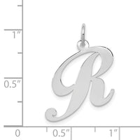 14k White Gold Large Fancy Script Letter R Initial Charm-YC655R