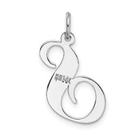 14k White Gold Large Fancy Script Letter S Initial Charm-YC655S