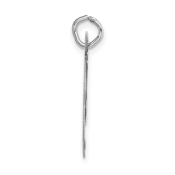 14k White Gold Large Fancy Script Letter T Initial Charm-YC655T