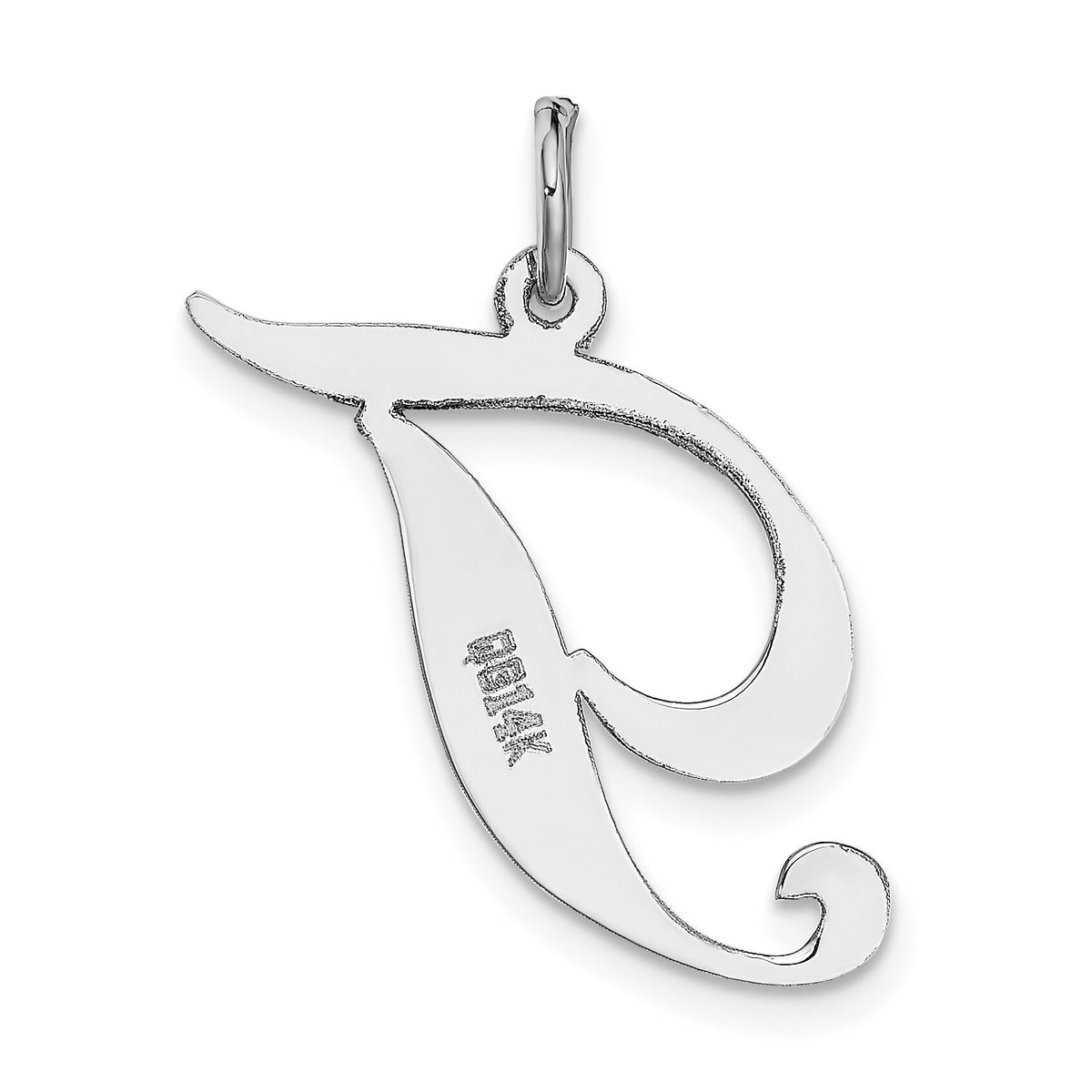 14k White Gold Large Fancy Script Letter T Initial Charm-YC655T
