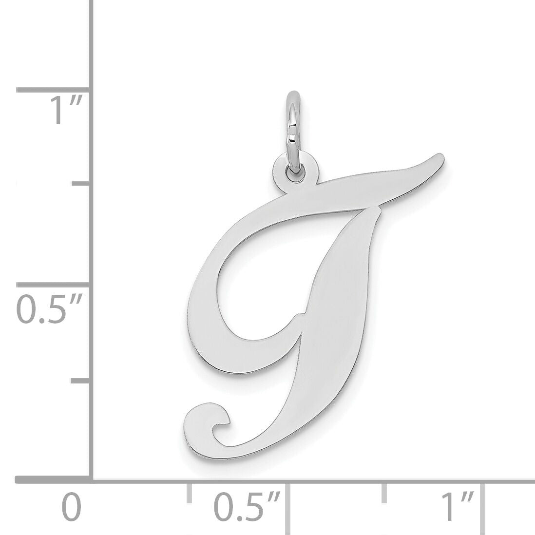 14k White Gold Large Fancy Script Letter T Initial Charm-YC655T