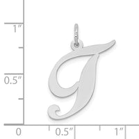 14k White Gold Large Fancy Script Letter T Initial Charm-YC655T