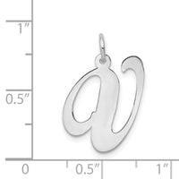 14k White Gold Large Fancy Script Letter V Initial Charm-YC655V