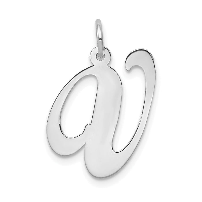 14k White Gold Large Fancy Script Letter V Initial Charm-YC655V