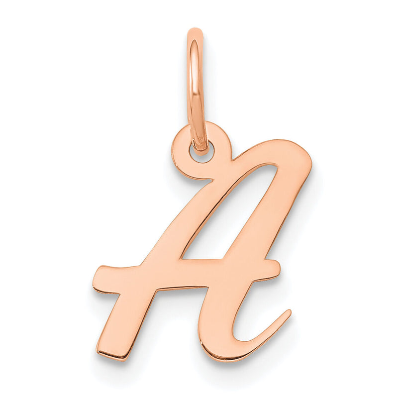 14k Rose Gold Small Script Letter A Initial Charm-YC658RA