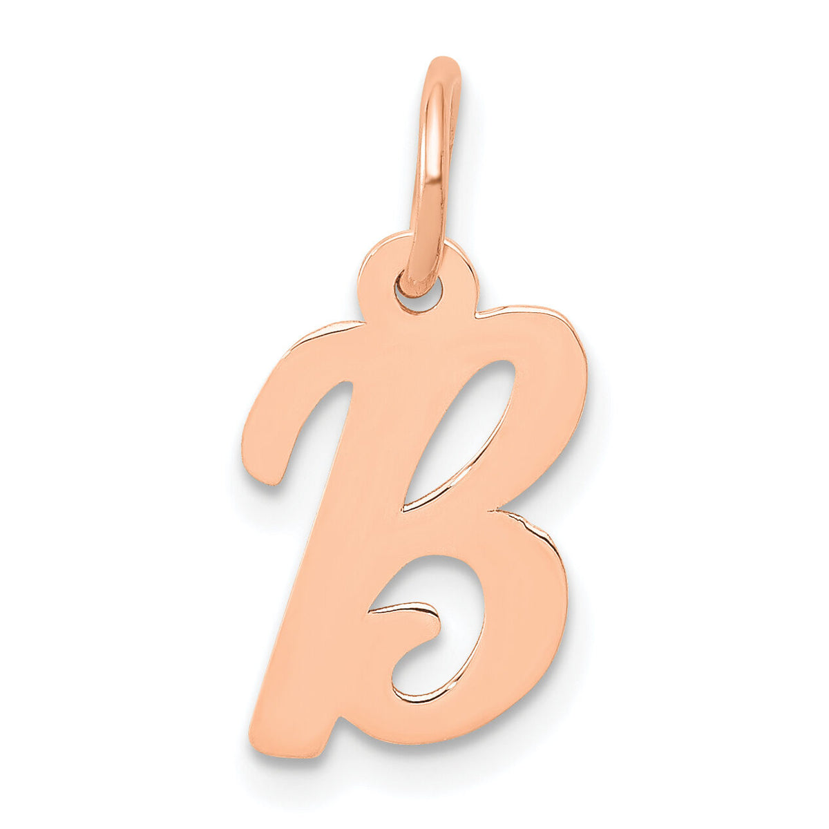 14k Rose Gold Small Script Letter B Initial Charm-YC658RB