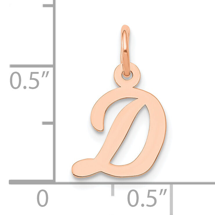 14k Rose Gold Small Script Letter D Initial Charm-YC658RD