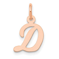 14k Rose Gold Small Script Letter D Initial Charm-YC658RD