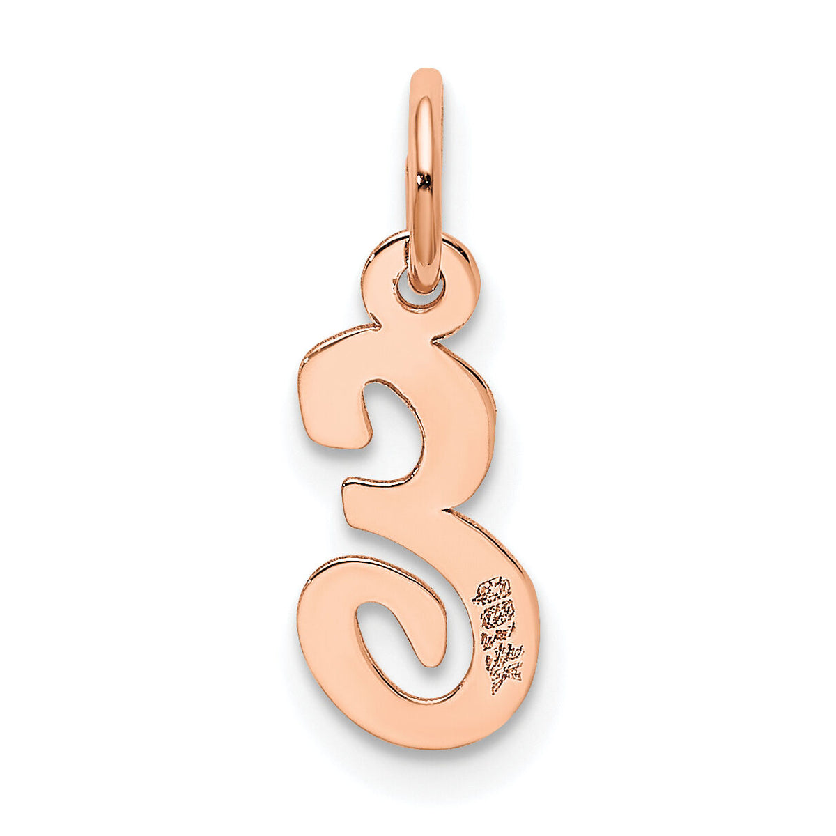 14k Rose Gold Small Script Letter E Initial Charm-YC658RE