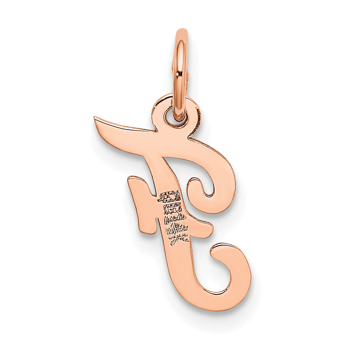 14k Rose Gold Small Script Letter F Initial Charm-YC658RF