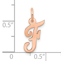 14k Rose Gold Small Script Letter F Initial Charm-YC658RF