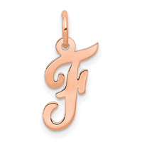 14k Rose Gold Small Script Letter F Initial Charm-YC658RF