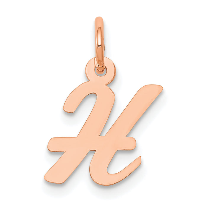 14k Rose Gold Small Script Letter H Initial Charm-YC658RH