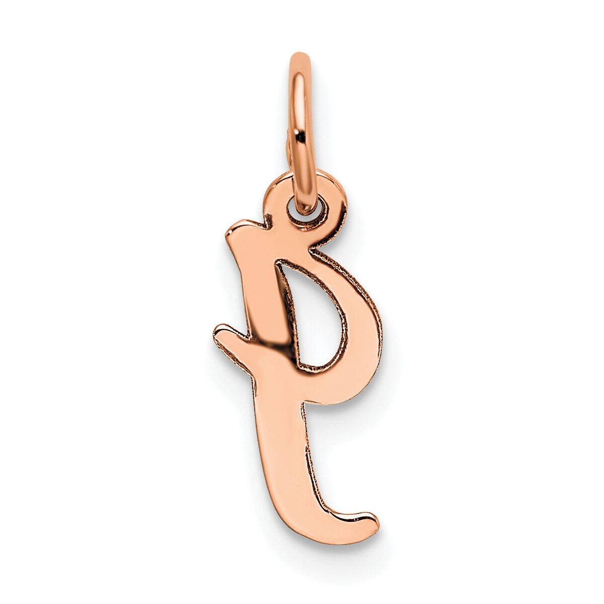 14k Rose Gold Small Script Letter I Initial Charm-YC658RI