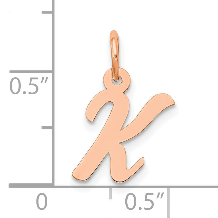 14k Rose Gold Small Script Letter K Initial Charm-YC658RK
